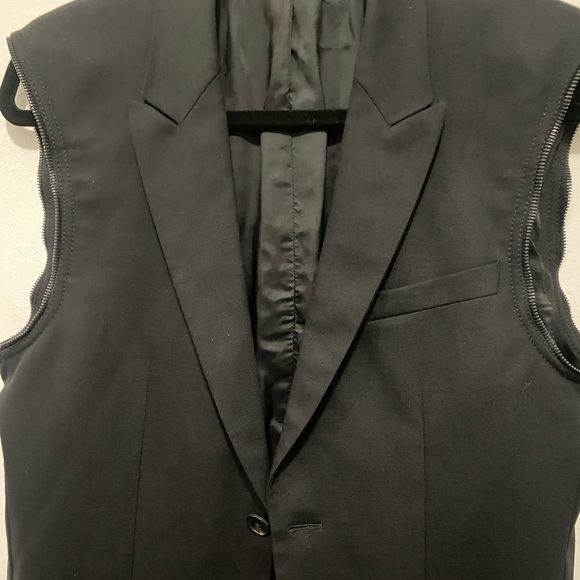 Givenchy Black Wool Jacket Blazer with Zipper Off Denim Sleeves Size 48 - Picture 4 of 9